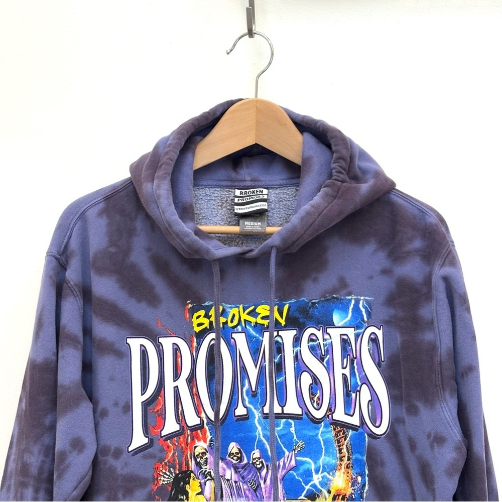 Broken Promises Emotional Roller Coaster Tie Dye Hoodie Blue Unisex Size Medium - Picture 2 of 9